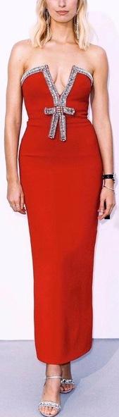 Strapless Crystal-Embellished-Bow Stretch Gown