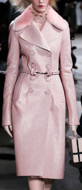 Snake Skin Textured Faux-Leather Long Pink Double Breasted Coat - DESIGNER INSPIRED FASHIONS