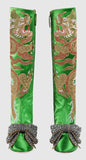 Dragon Satin Mid-Heel Knee Boot, Green