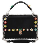 'Kan I' Studded Leather Scalloped Shoulder Bag, Black