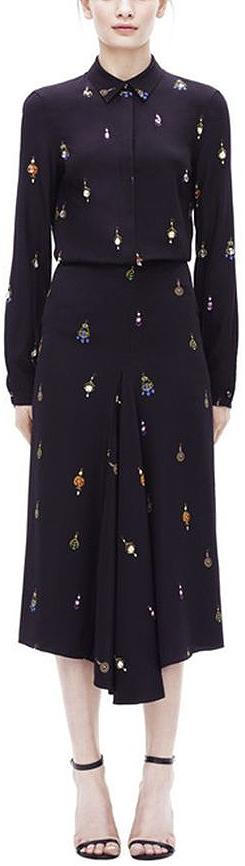 Earring Print Black Blouse & Skirt Set