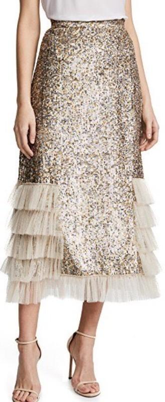 Metallic Sequin Ruffle Skirt