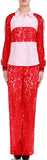 Lace Color-Block Zip Shirt and Pant Set