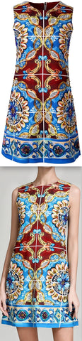 Printed Mini Embellished Shift Dress