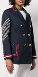 Embroidered Double-Breasted Blazer