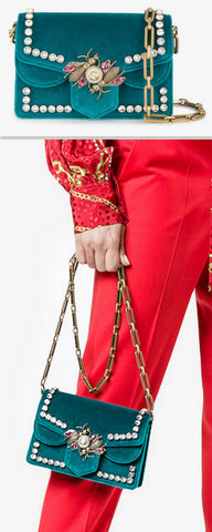 Broadway Velvet Mini Bag, Peacock Blue