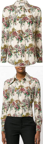 Animal Hand-Held Bouquet Printed Shirt