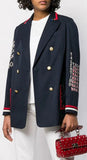 Embroidered Double-Breasted Blazer