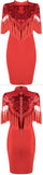 'Addisan' Sequin-Embellished Tassel Stretch Mini Dress - Red or Black
