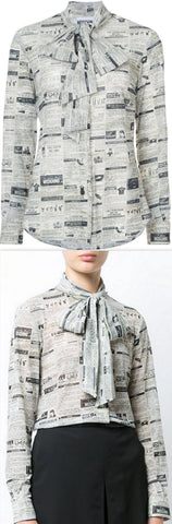 Newspaper Print Blouse