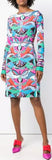 Round-Neck Printed Shift Dress