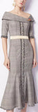 Frayed-Trimmed Plaid Midi Dress
