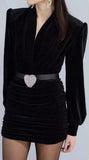Black Velvet Ruched Mini Dress