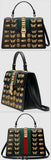 'Sylvie' Animal Studs Leather Top Handle Bag, Black