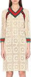 Macrame Lace Contrast-Stripe Knit Dress - DESIGNER INSPIRED FASHIONS