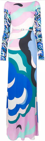 Printed Jersey Silk Maxi Dress