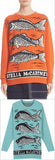 Fish Logo Intarsia Sweater, Orange or Light Blue
