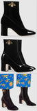 Patent Leather Ankle Boots with Bee