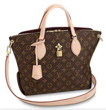 Flower Zipped MM Monogram Tote - Black, Bordeaux/Red, Beige