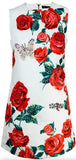 Embellished Rose-Printed Mini Dress