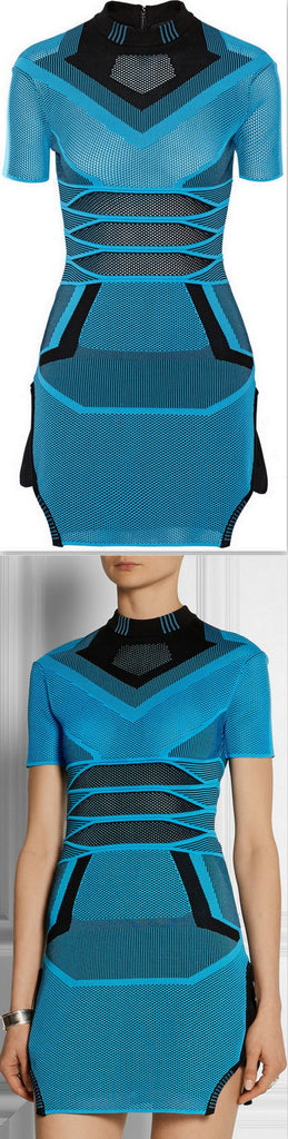 Engineered Mesh-Effect Mini Dress