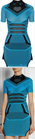 Engineered Mesh-Effect Mini Dress