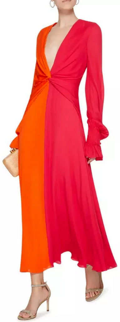 V-Neck Long Sleeve Dress