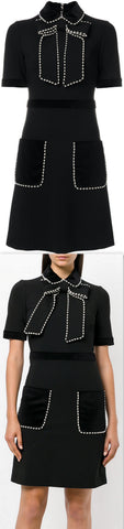 Black Pearl and Gem Embellished Dress