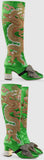 Dragon Satin Mid-Heel Knee Boot, Green