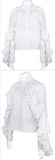 Ruffle Trim Long Sleeves Shirt, White