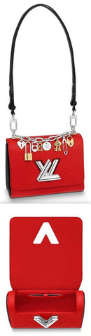 Twist MM Epi Leather Handbag with Charms, Red