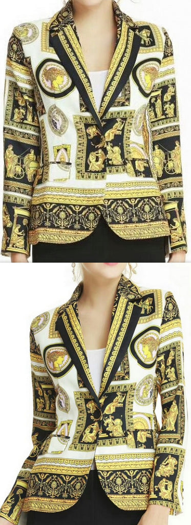 Roman Cameo Printed Blazer