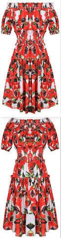 Printed Off-the-shoulder Poplin Mini Dress