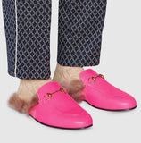 Princetown Fluorescent Leather Slipper - Fluorescent Fuchsia or Fluorescent Green