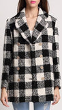 Black & White Check Cashmere & Wool Blend Coat