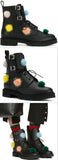 Black Pom Pom Combat Boots