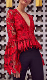 'Vinton' V-Neck Floral Lace Long-Sleeve Top