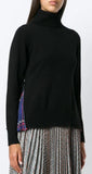Pleated Turtleneck Sweater, Black