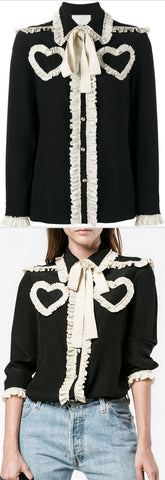 Ruffled Heart Blouse, Black