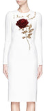 Rose Embellished Dress-White - DESIGNER INSPIRED FASHIONS