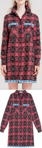 Long Plaid Tweed Shirt
