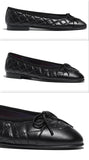 Aged Calfskin Black Ballerina Flats