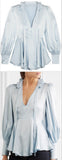 Ruffle-Trimmed Satin Blouse
