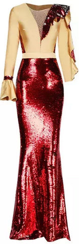 Bead and Sequin-Embellished Gown
