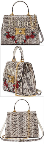 Snakeskin Top Handle Bag