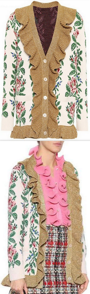 Ruffle Knit Cardigan Sweater