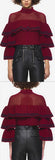 Striped Frill Sweater in Burgundy
