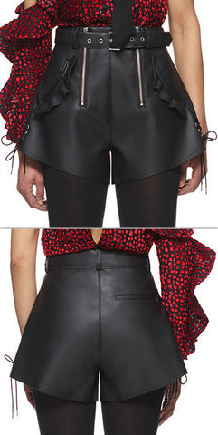 Black Double Zip Shorts
