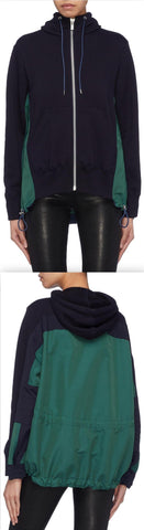 Color-Block Contrast-Back Zip Hoodie, Navy/Green