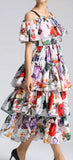 Ruffled Tiered Floral-Print Dress